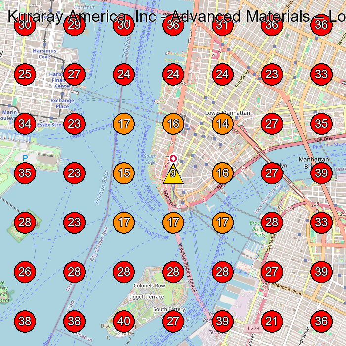 Kuraray America, Inc - Advanced Materials GeoGrid visibility map for Plastic Products Supplier in New York