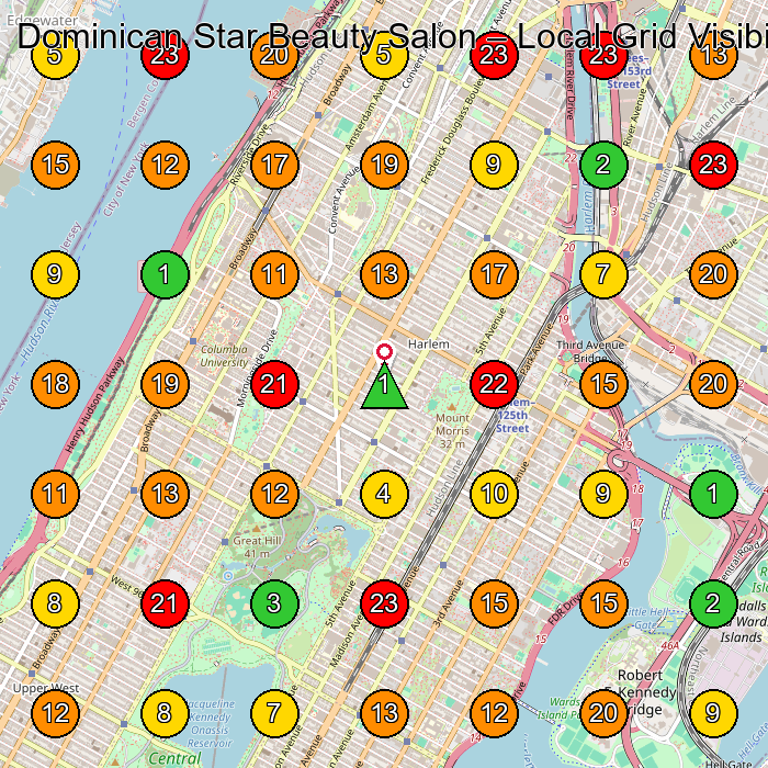 Dominican Star Beauty Salon Beauty Salon GeoGrid ranking map for New York NY