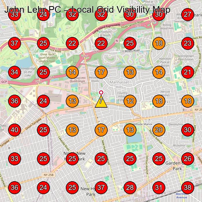 John Lehr PC GeoGrid visibility map for Bankruptcy Attorney in Jamaica