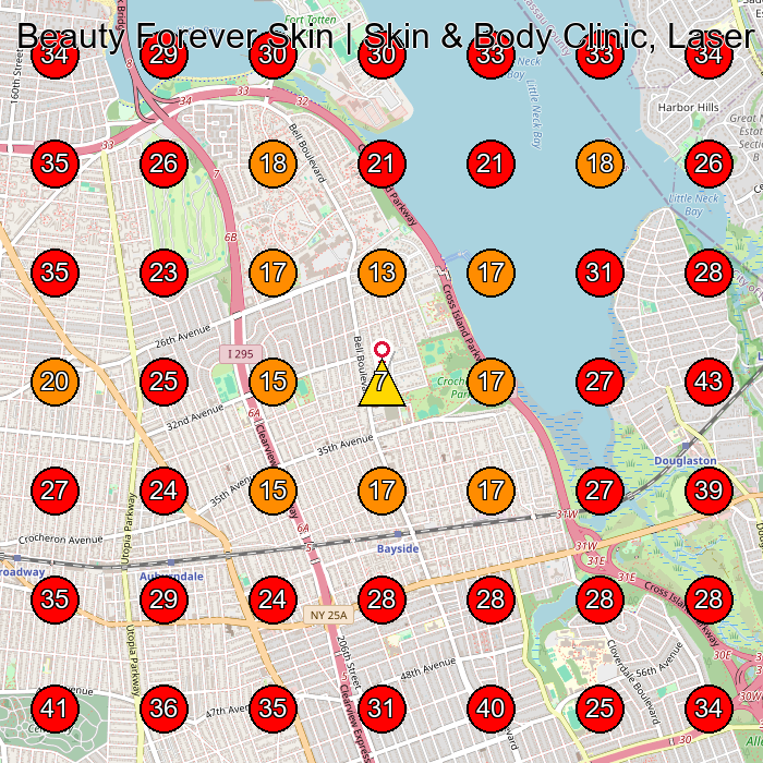 Beauty Forever Skin | Skin & Body Clinic, Laser Hair Removal, Fat and Cellulite Removal Bayside NY GeoGrid visibility map for Medical Clinic in Flushing