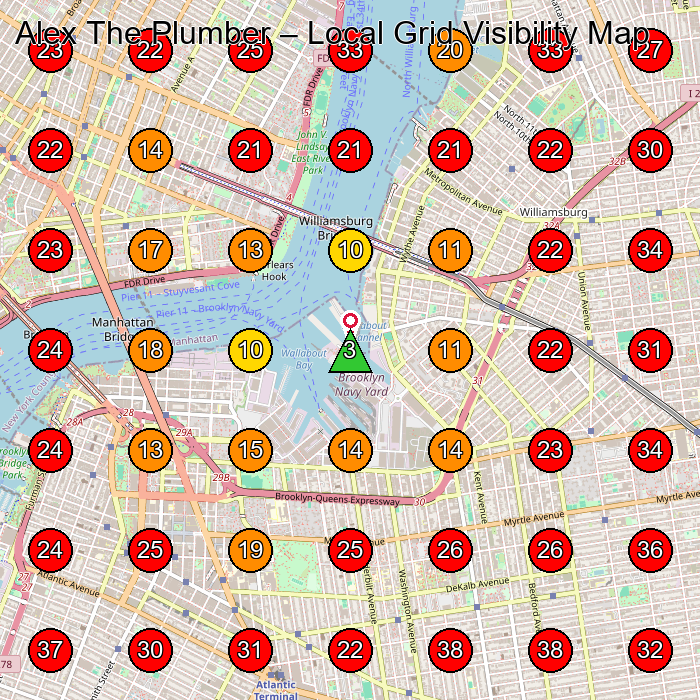Alex The Plumber GeoGrid visibility map for Water Testing Service in None