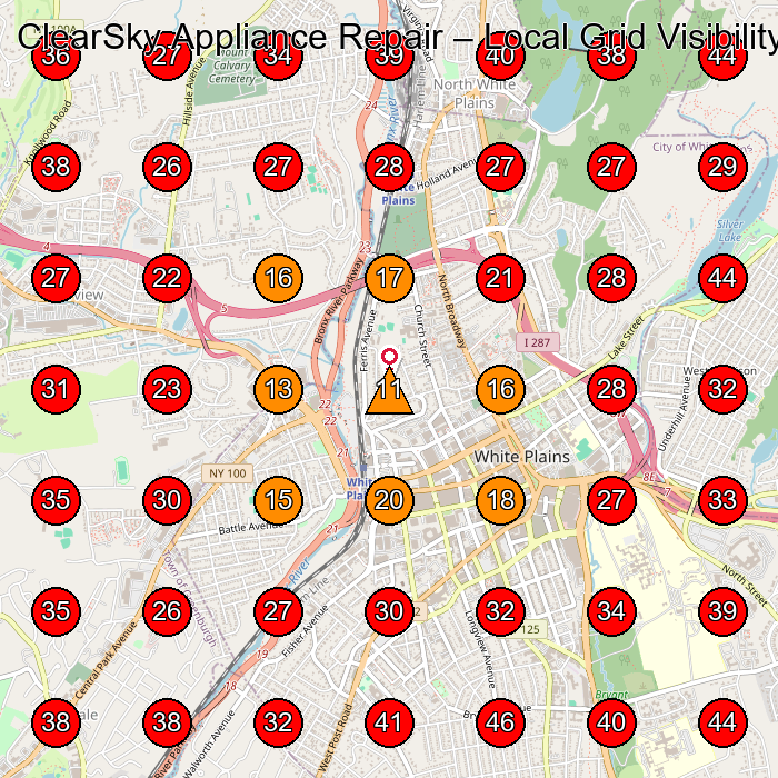 ClearSky Appliance Repair GeoGrid visibility map for Appliance Repair Service in None