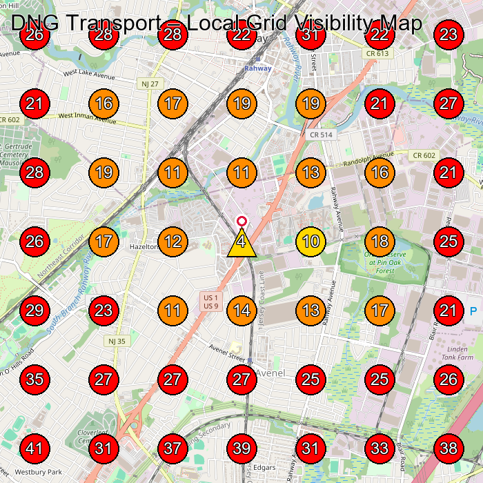 DNG Transport GeoGrid visibility map for Trucking Company in Linden
