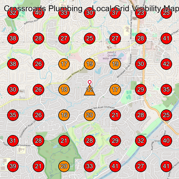 Crossroads Plumbing GeoGrid visibility map for Pet Groomer in None