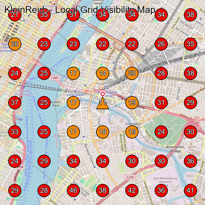 KleinReid GeoGrid visibility map for Art Studio in Brooklyn