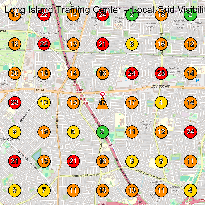 Long Island Training Center Training Centre GeoGrid ranking map for Levittown NY