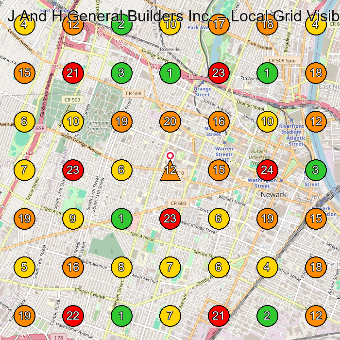 J And H General Builders Inc. Construction Company GeoGrid ranking map for None