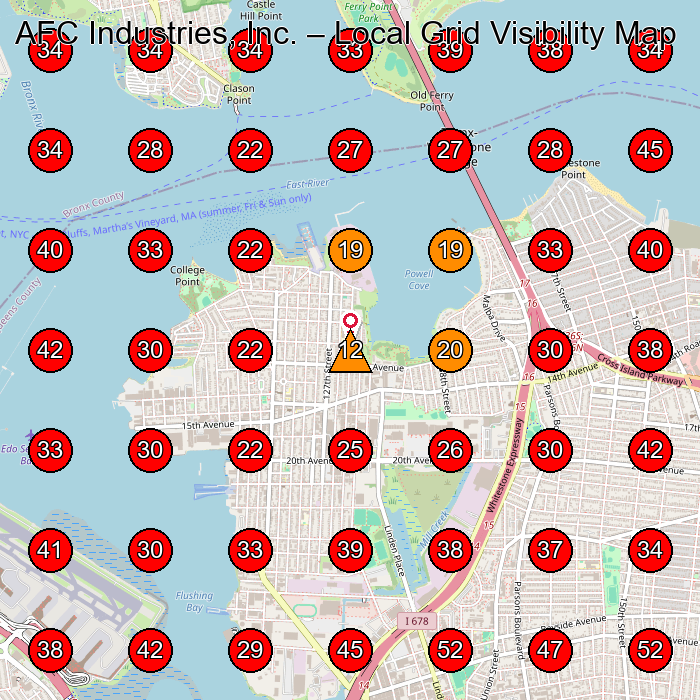 AFC Industries, Inc. GeoGrid visibility map for Office Furniture Store in New York