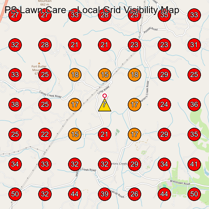 PS Lawn Care GeoGrid visibility map for Property Maintenance in None
