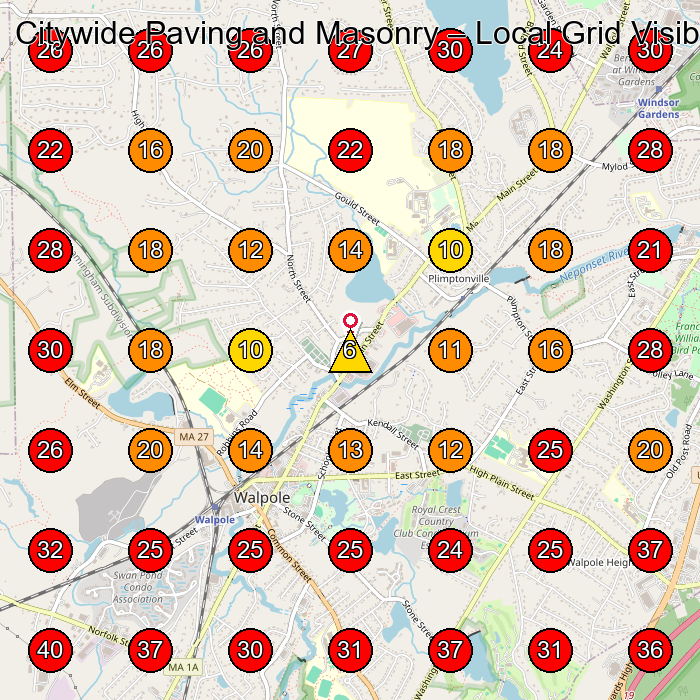 Citywide Paving and Masonry GeoGrid visibility map for Physical Therapy Clinic in Mansfield