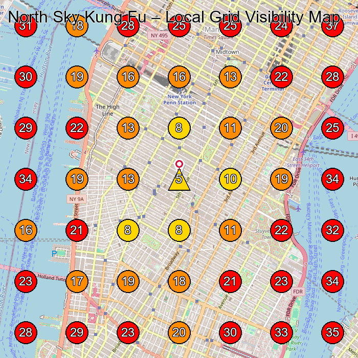 North Sky Kung Fu GeoGrid visibility map for Martial Arts School in New York