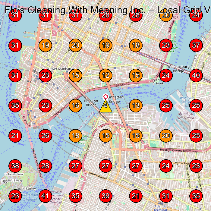 Flo's Cleaning With Meaning Inc. GeoGrid visibility map for Commercial Cleaning Service in New York