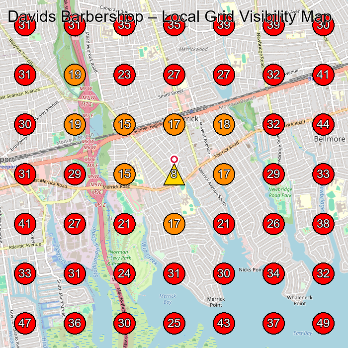 Davids Barbershop GeoGrid visibility map for Barber Shop in Merrick