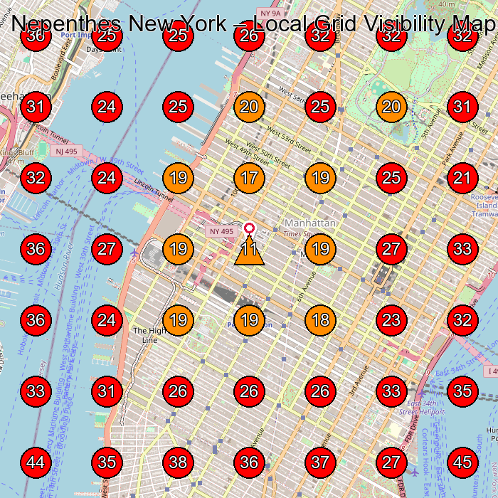 Nepenthes New York GeoGrid visibility map for Clothing Store in New York
