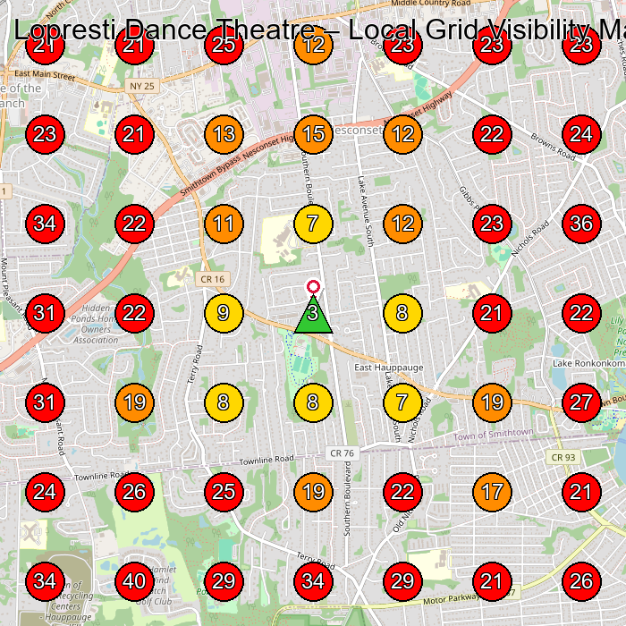 Lopresti Dance Theatre GeoGrid visibility map for Dance School in St James
