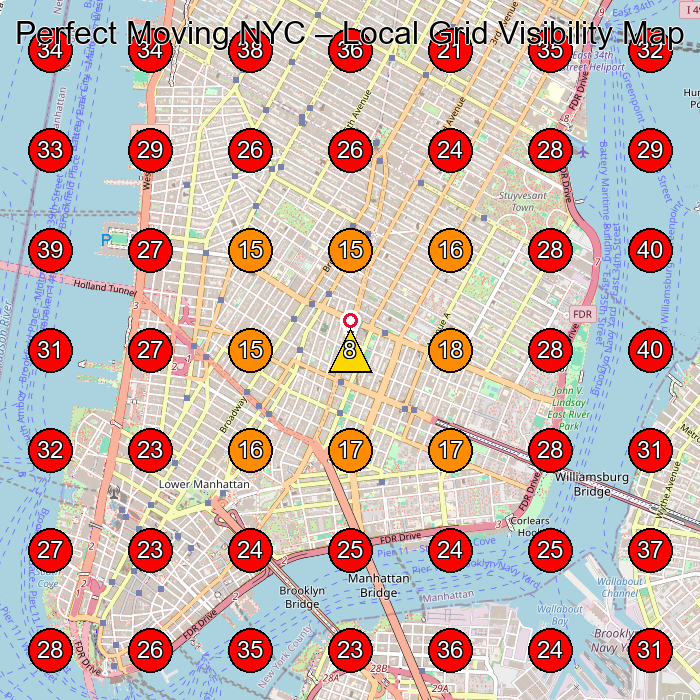 Perfect Moving NYC GeoGrid visibility map for Moving And Storage Service in New York