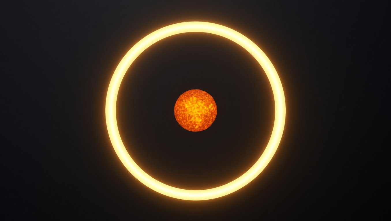 Luminous ring wrapping a steady ember — a continuous loop around a contained light, visualizing an AI harness as the deterministic production-safety layer that wraps a probabilistic LLM.