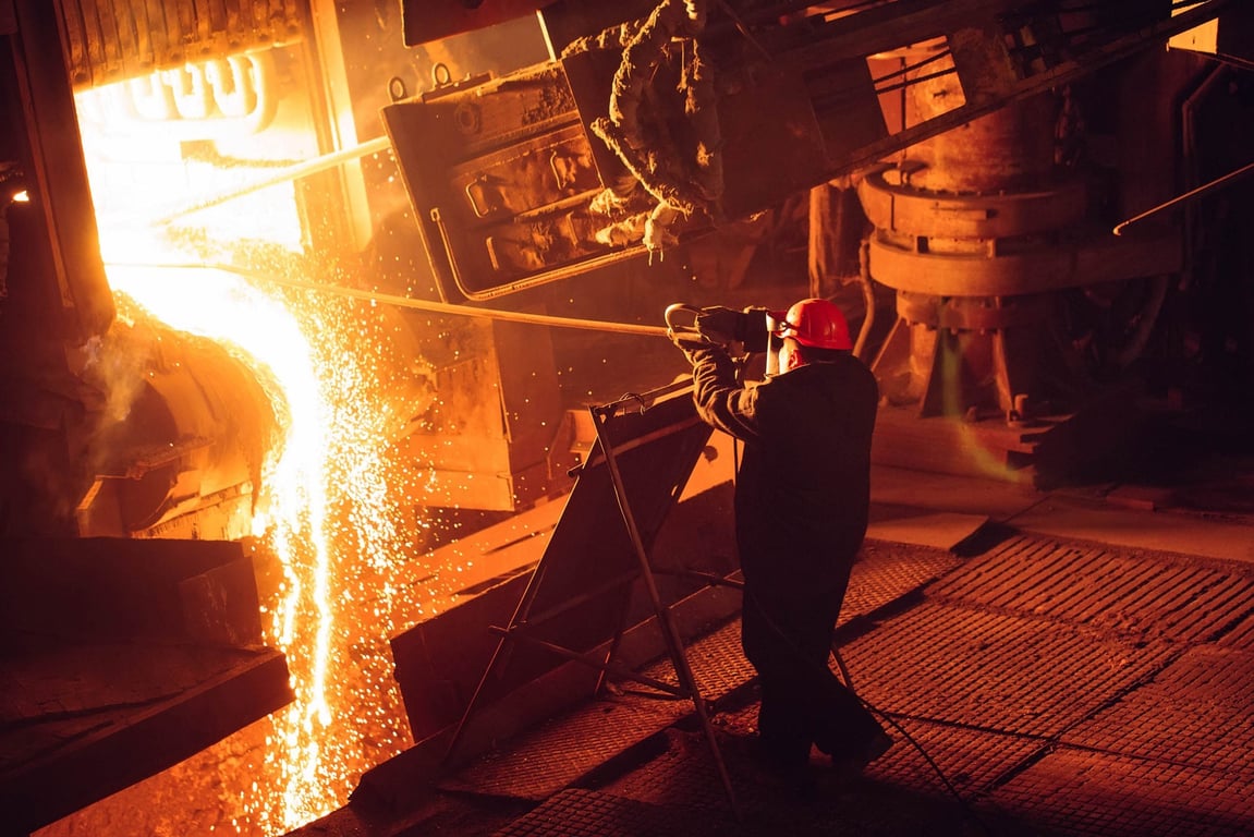 Blacksmith working with steel