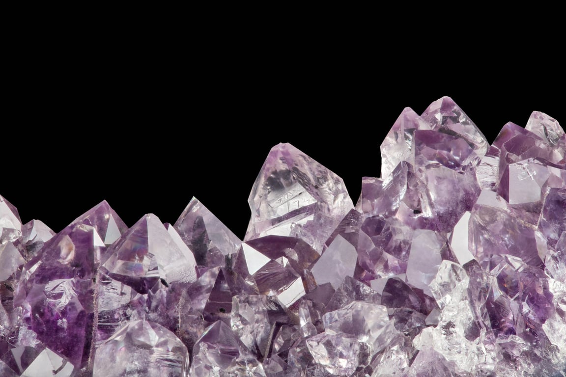 Amethyst geode showing fractal crystal growth patterns