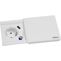 EVOline Square80 hvit 1xStikk 1x1000mA USB Cat.6 dropkabel