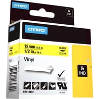 Dymo Rhino 12mm Vinyl sort p gul