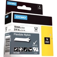 Dymo Rhino 19mm Nylon sort p hvit