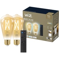 WiZ Startsett WA 2x8W ST64 Gyllen E27 WiFi + Fjernkontroll