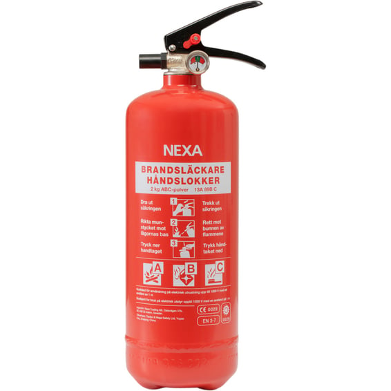 Brannslukker 2 kg 13A 89BC Rød Nexa | Elektroimportøren AS