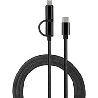 J&EL Ladekabel USB-C til USB-C og Lightning 1m sort