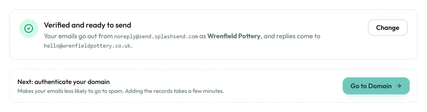 Once the address is verified, the next step is your domain.