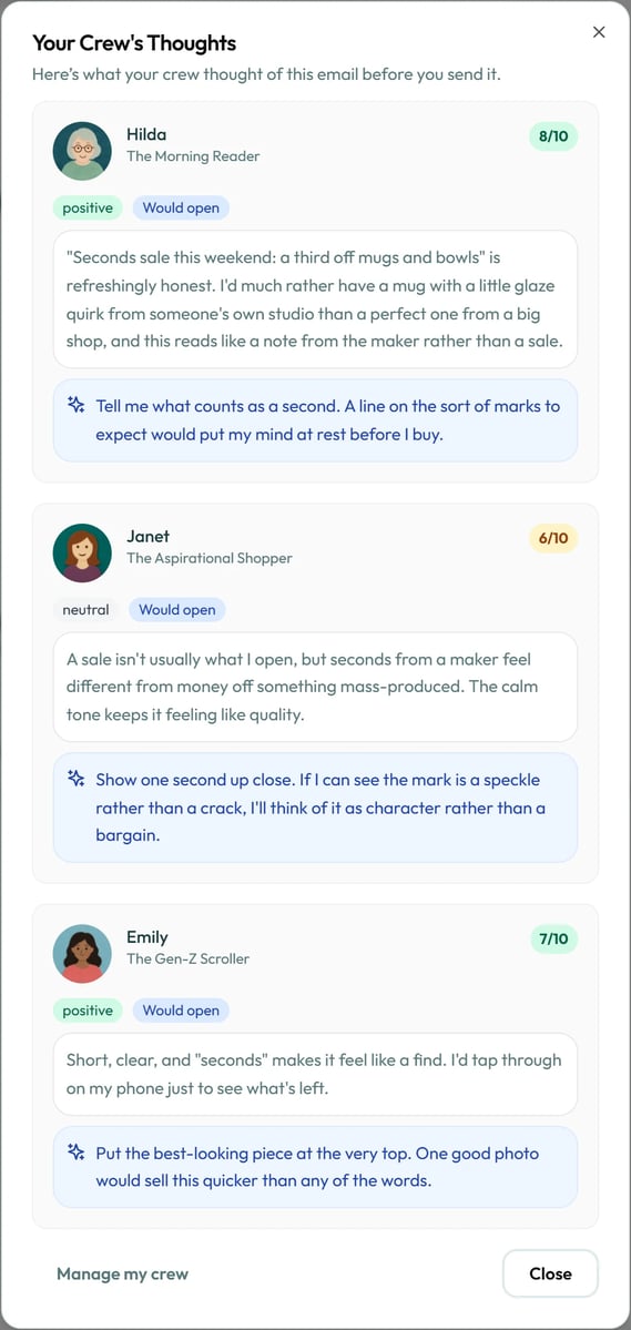 Three AI readers say whether they'd open it, and why.
