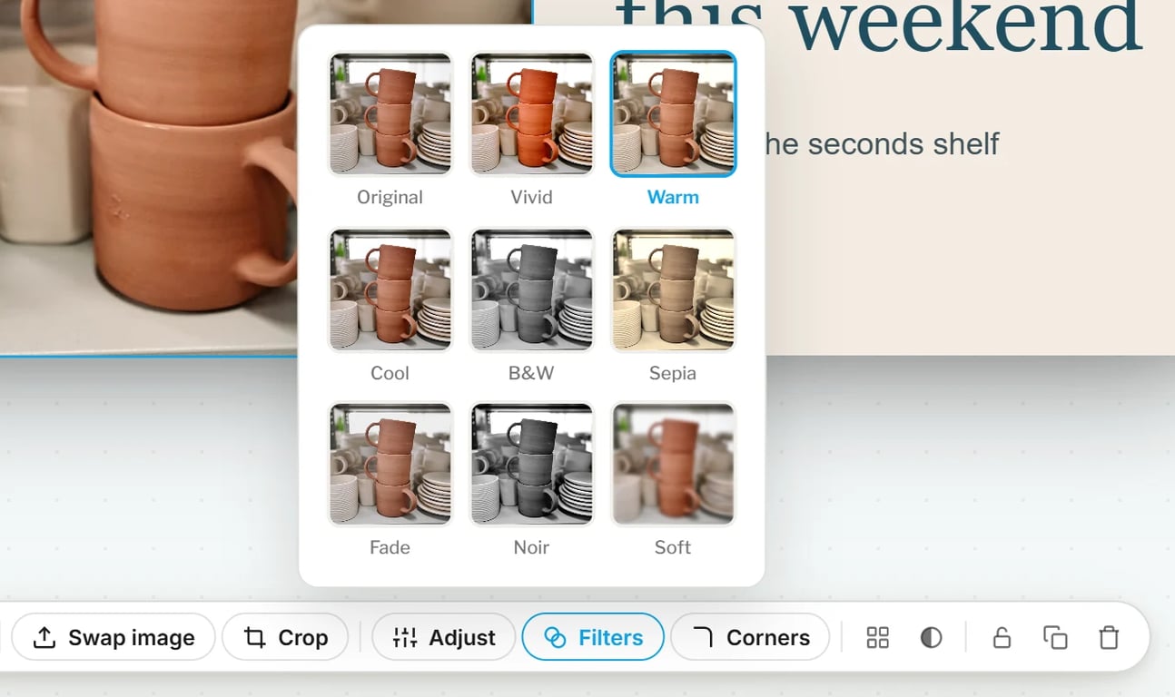 Select a photo to crop it, adjust it or add a filter.