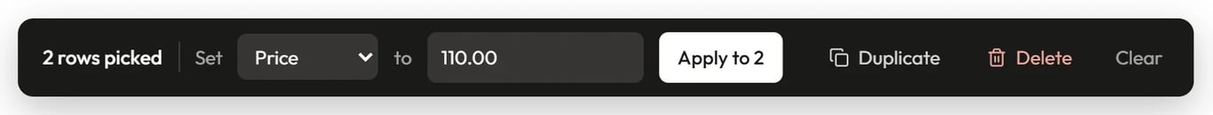 Tick rows to change them all at once.