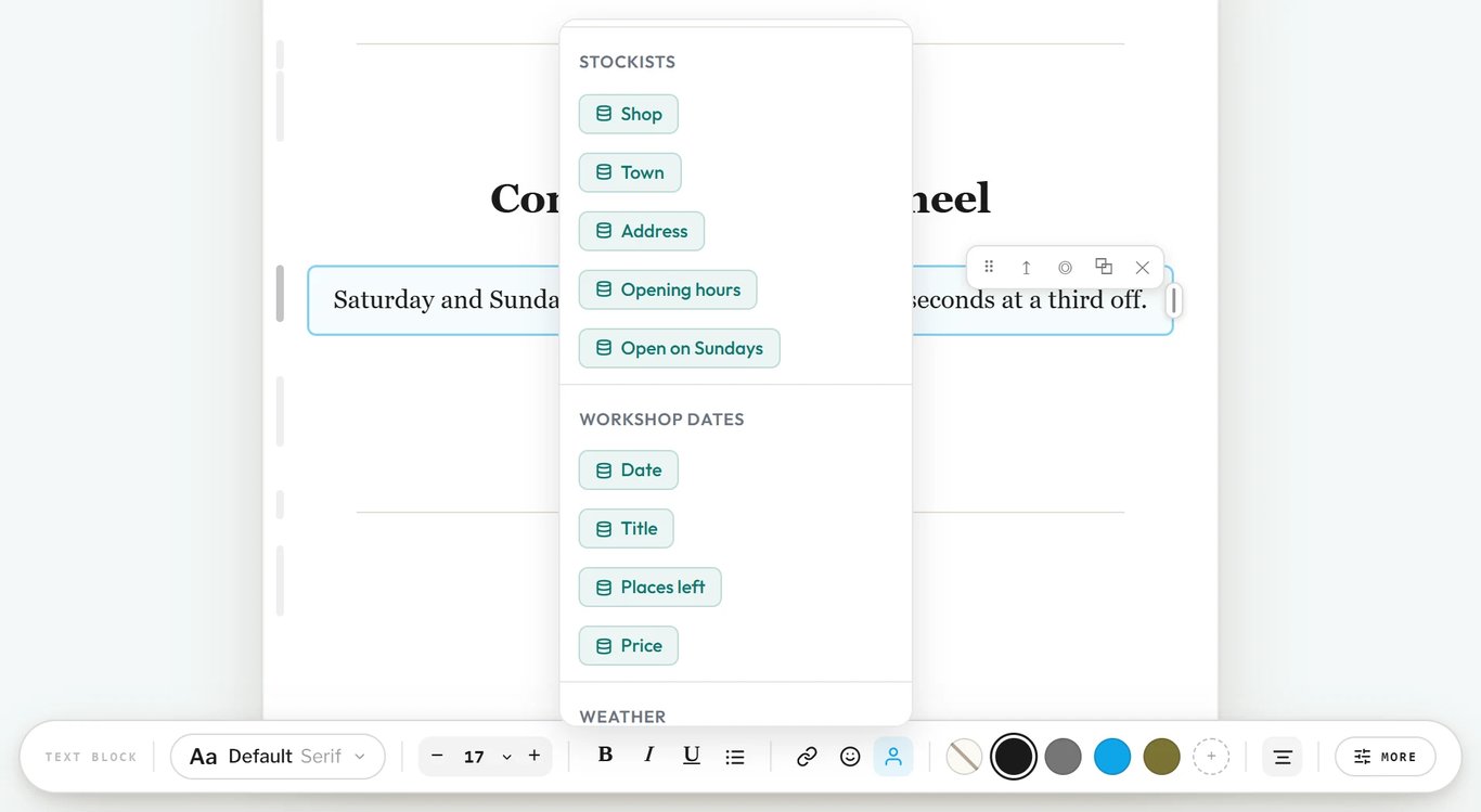 Pick a field from a data set in the Personalise list.