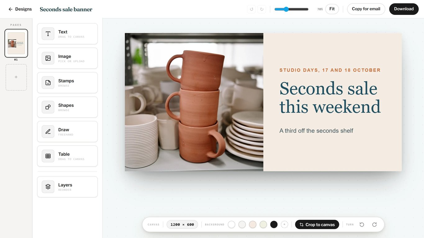 The image editor, with a banner on the go.