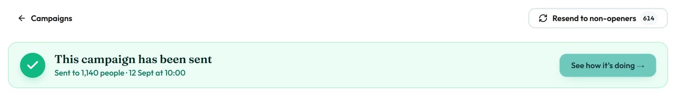 The button shows how many people haven't opened the email.