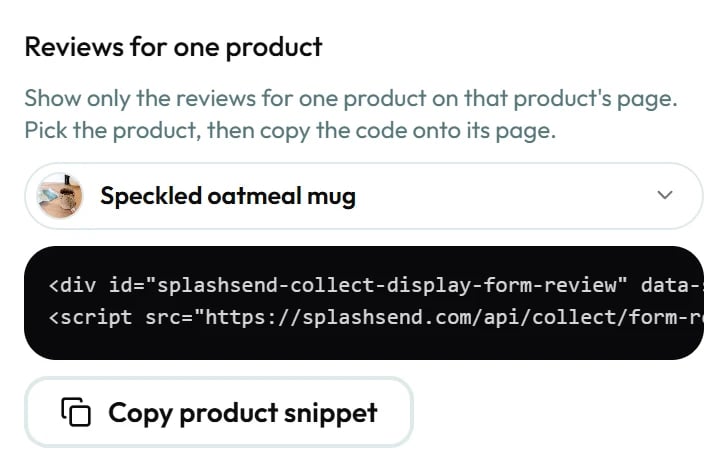 Show one product's reviews on its own page.