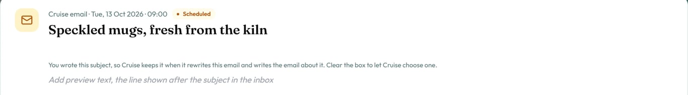 A subject you type sets what that email is about.