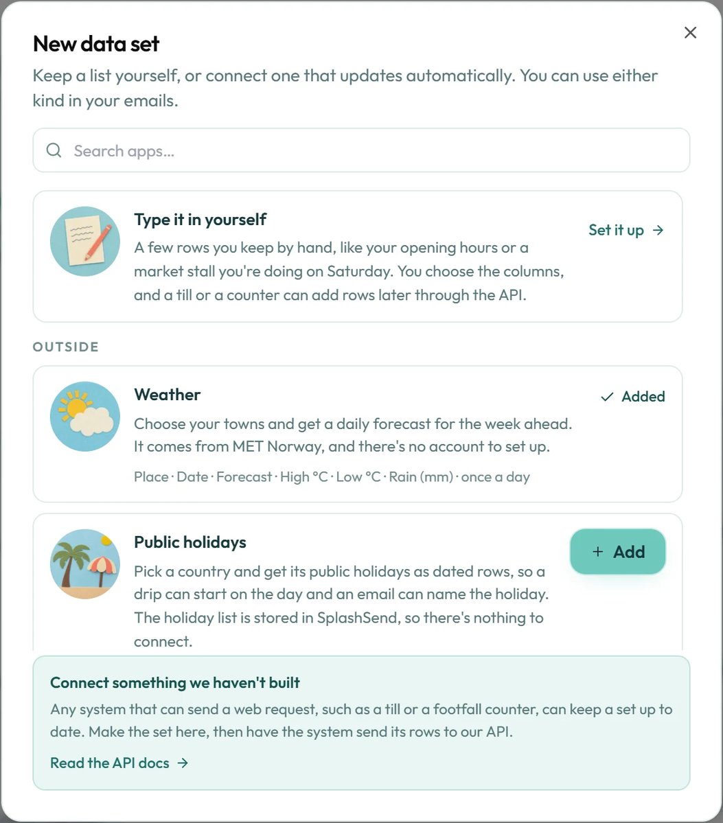 Every way to add a data set, in one list.