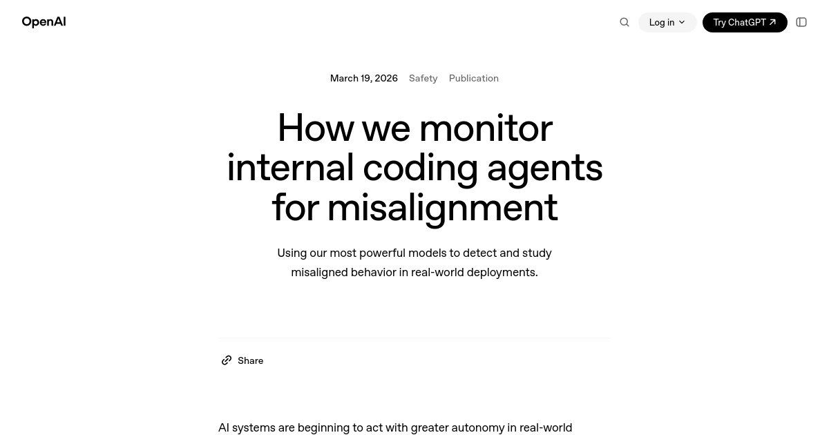 How we monitor internal coding agents for misalignment
