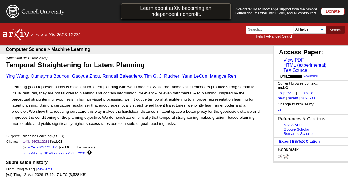 Temporal Straightening for Latent Planning