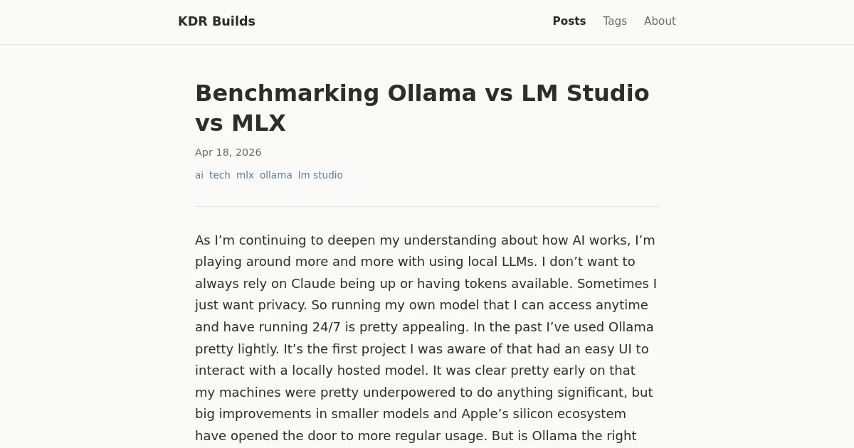Benchmarking Ollama vs LM Studio vs MLX