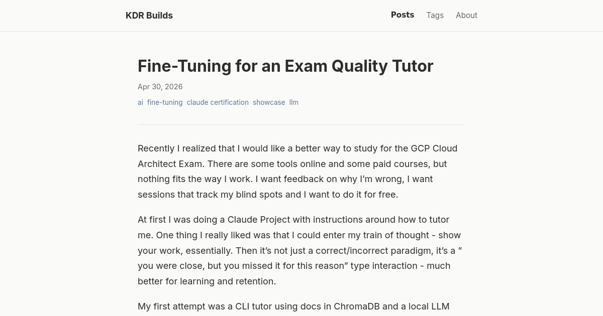 Fine-Tuning for an Exam Quality Tutor