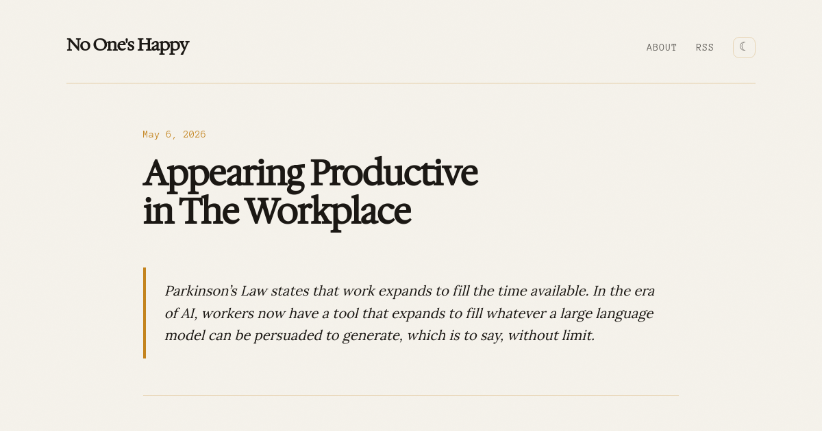 Appearing Productive in The Workplace — No One