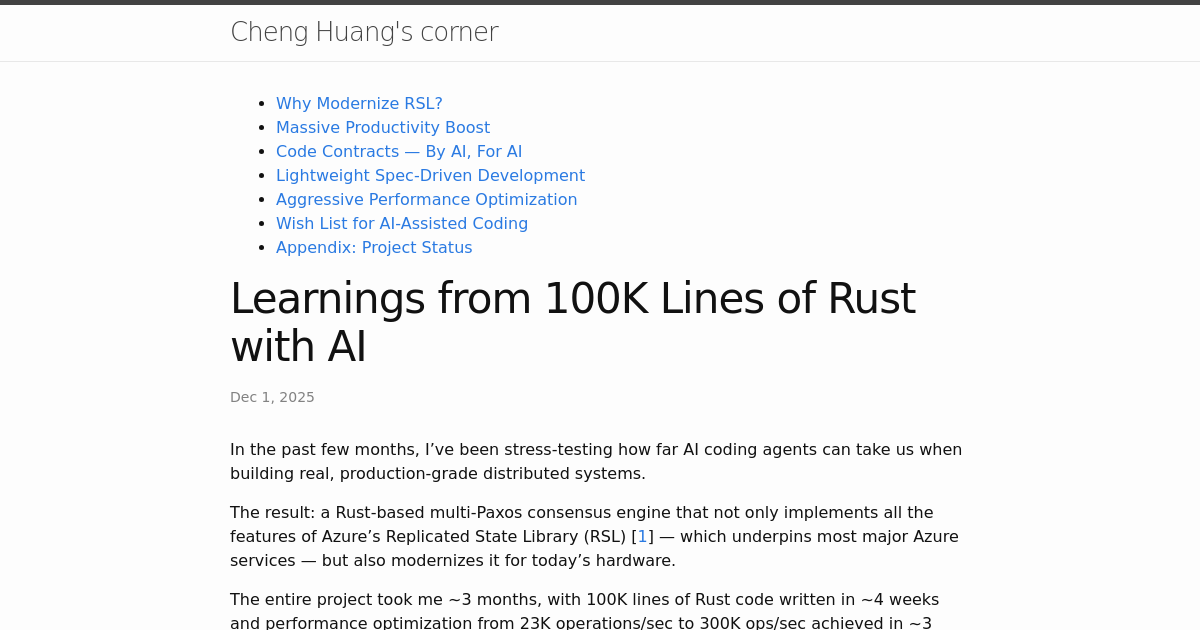 Learnings from 100K lines of Rust with AI (2025)