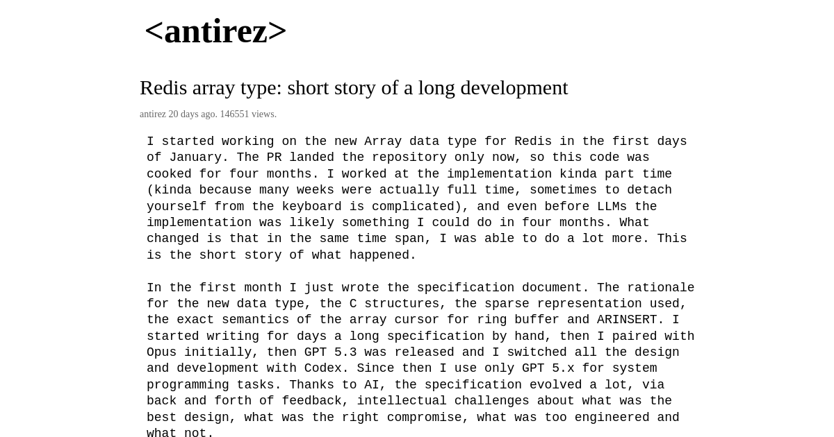 Redis array type: short story of a long development - <antirez>