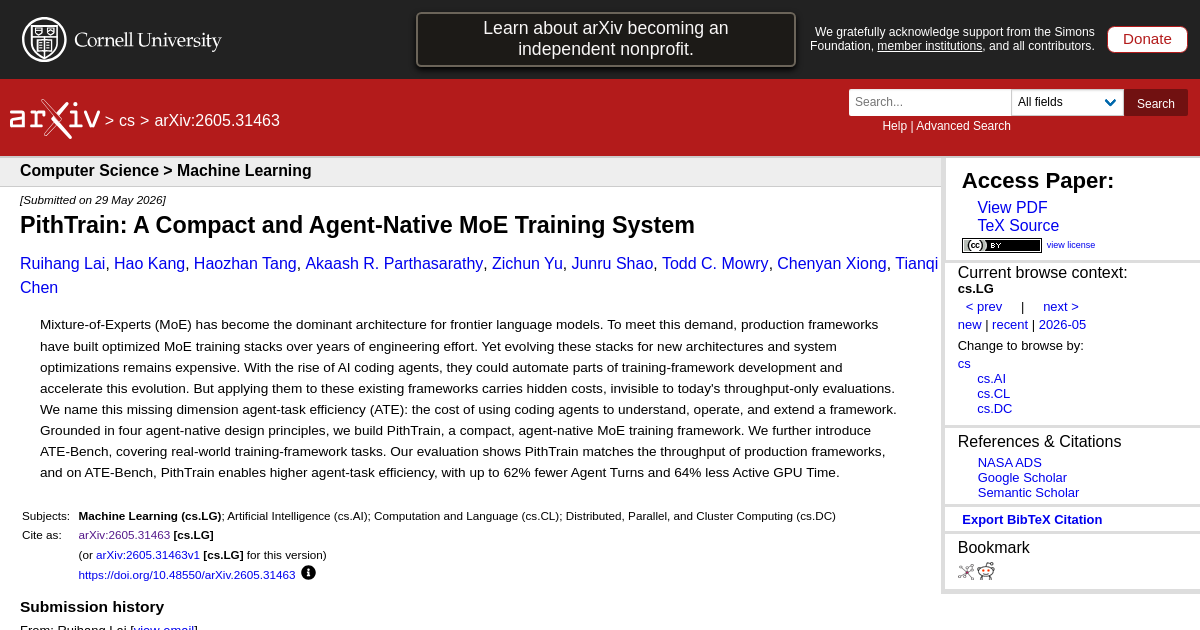 PithTrain: A Compact and Agent-Native MoE Training System