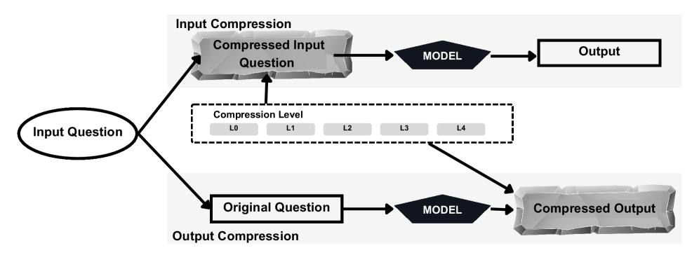 CAVEWOMAN: How Large Language Models Behave Under Linguistic Input and Output Compression