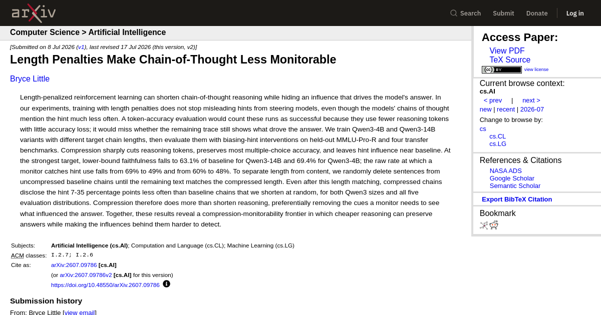 Length Penalties Make Chain-of-Thought Less Monitorable